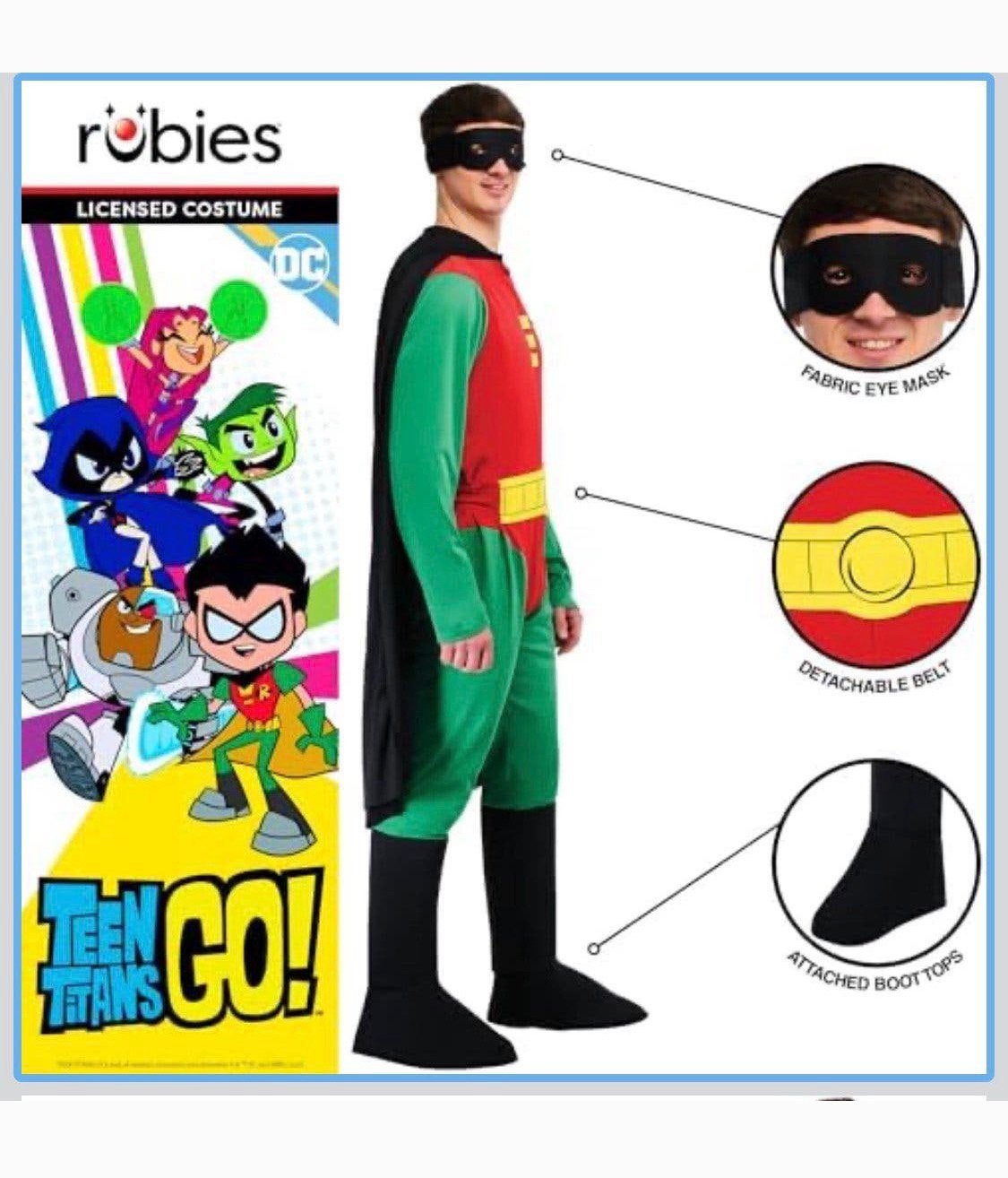 Rubie's Teen Titans Go! Robin verkleedpak Maat L (36-38), Maat 52/54 (L), Carnaval, Nieuw, Ophalen of Verzenden