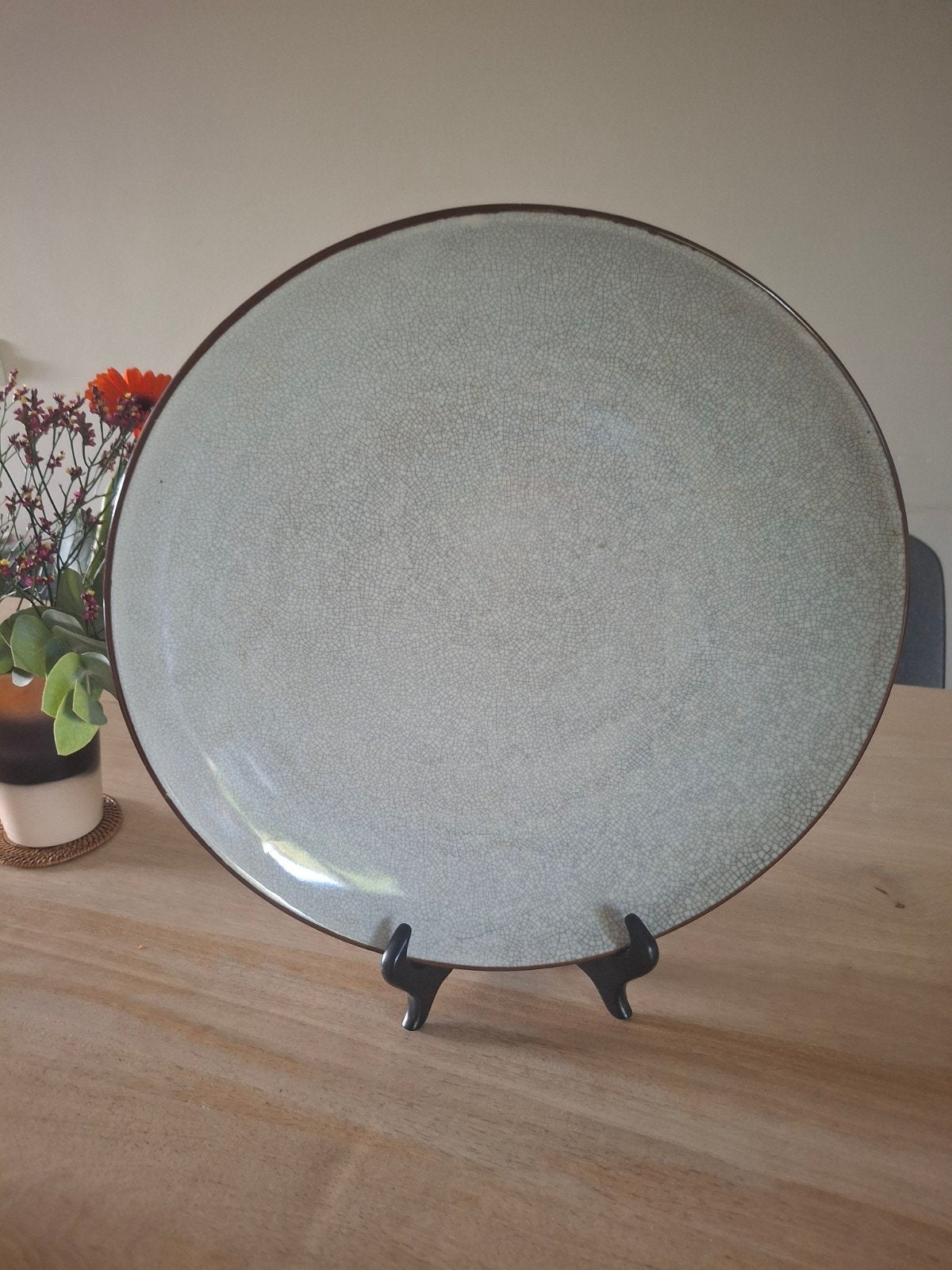 XXL Vintage Chinese Craquele Celadon Schaal - Guan/Geware St, Ophalen of Verzenden