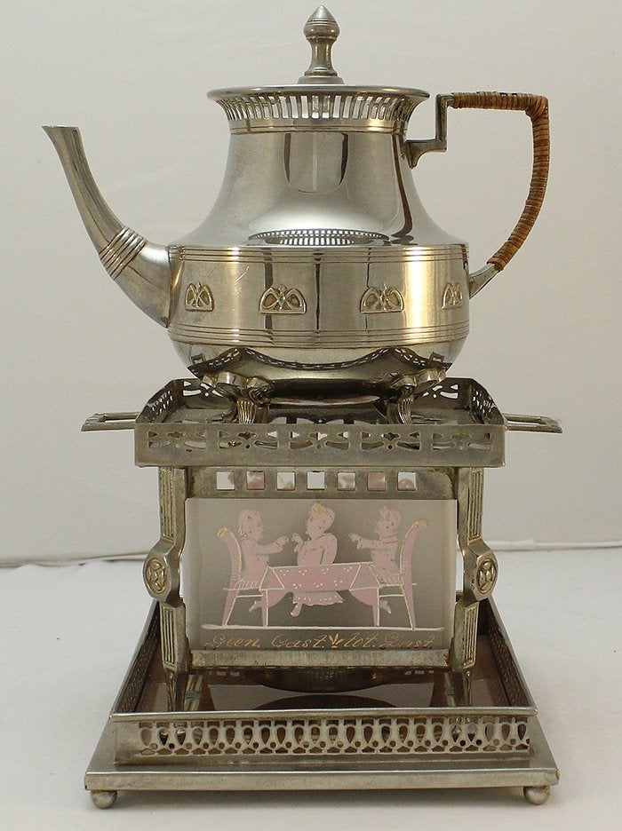 Antieke Jugendstil Theepot met Rechaud ca. 1910, Antiek en Kunst, Ophalen of Verzenden