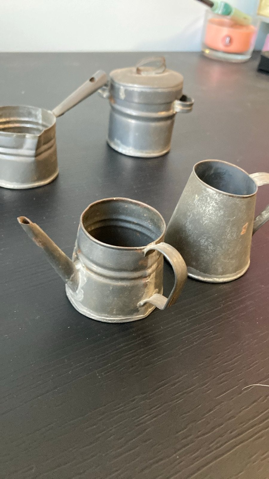 Vintage Tinnen Miniatuur Keukengerei Set - 5 Stuks, Ophalen of Verzenden