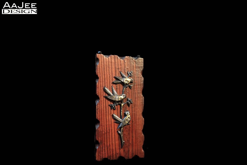Houten wandpaneel – 3-dimensionale vogels – mid-century, Huis en Inrichting, Gebruikt, Hout, Meerkleurig, Ophalen of Verzenden