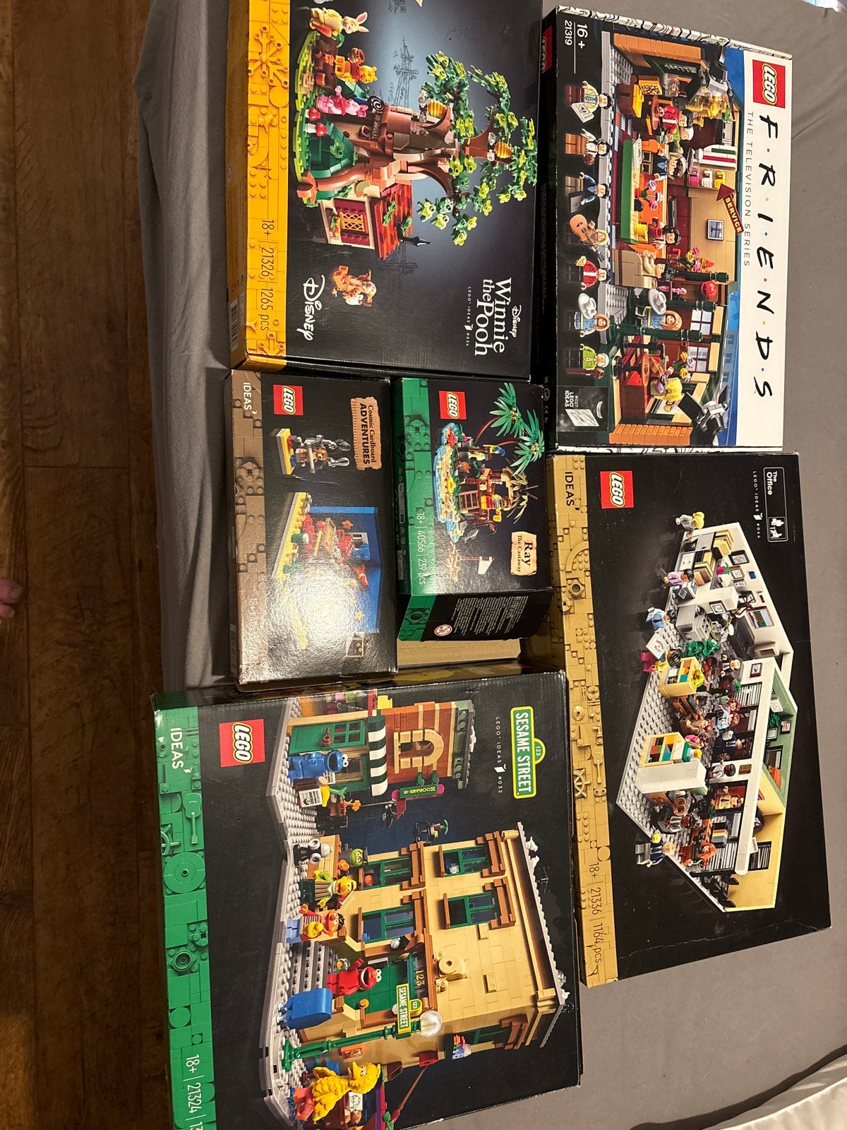 5 Lego Ideas Sets: Sesame Street, The Office, Winnie the Poo, Ophalen, Gebruikt