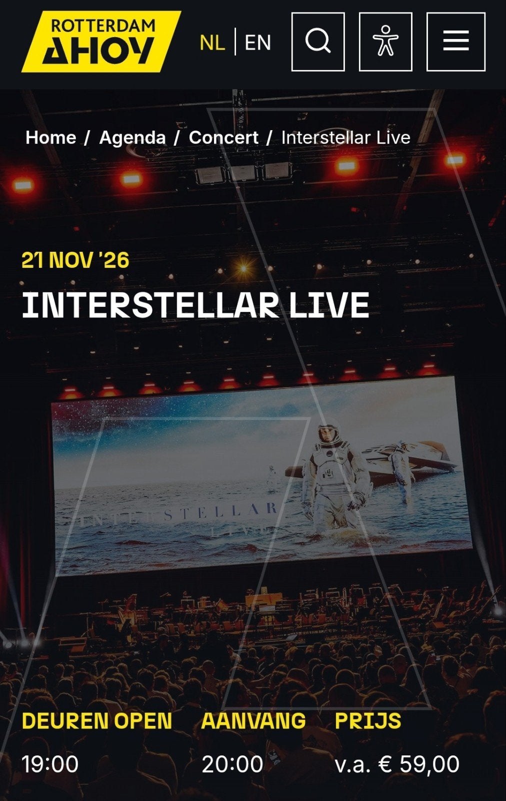 Intersteller live Ahoy, ruilen kaarten zaterdag voor vrijdag, Tickets en Kaartjes, Twee personen