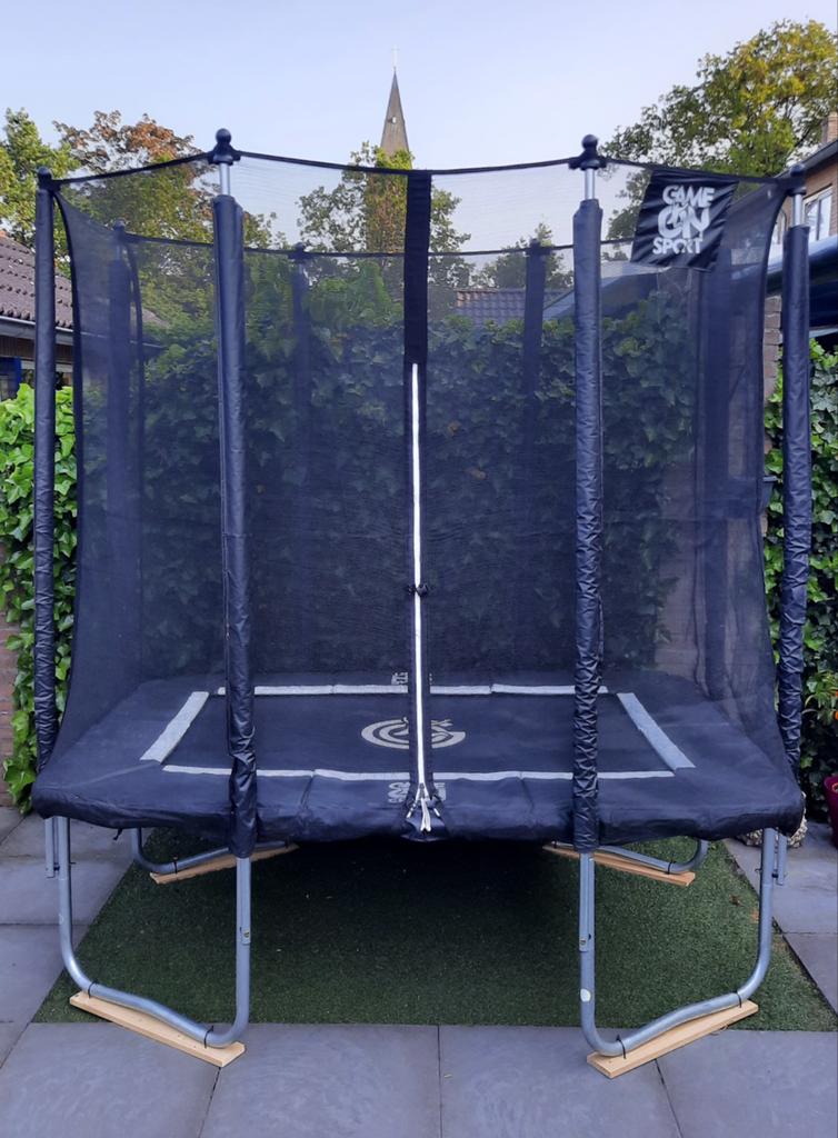 Game on sport Jumpline trampoline zwart 163 x 215 cm, Ophalen, Gebruikt
