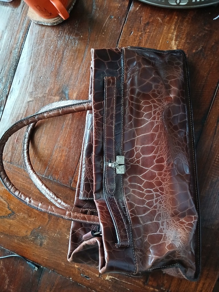 VINTAGE  2 krokodillen lederen tassen, Ophalen of Verzenden, Zo goed als nieuw, Bruin, Handtas