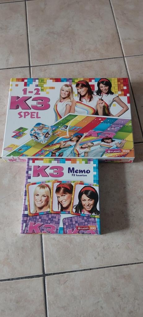 2 K3 spellen: 1-2 K3 Spel en K3 Memo, Drie of vier spelers, Ophalen of Verzenden, Gebruikt, Studio 100