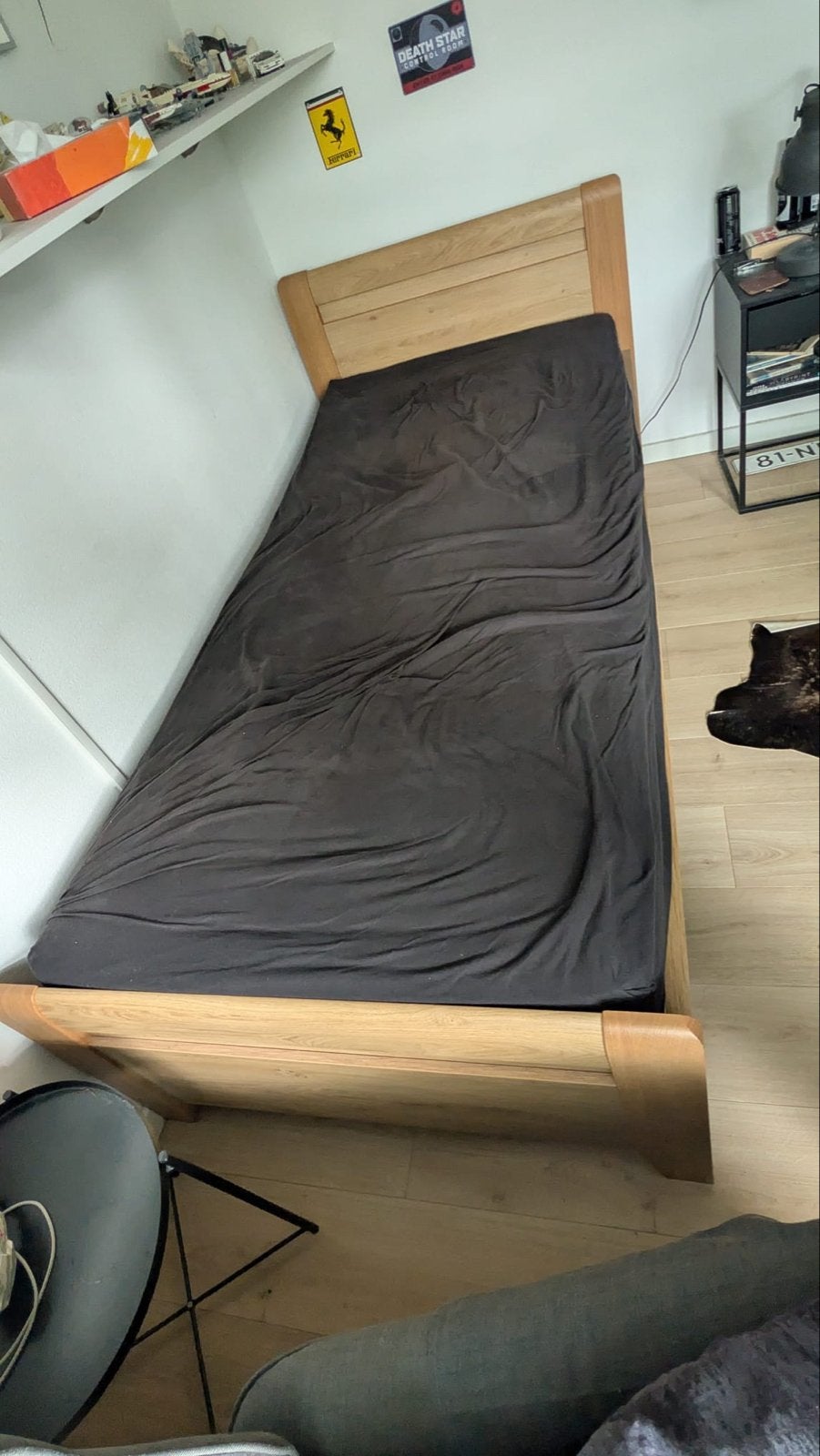 Eenpersoonsbed van hout met lattenbodem (2,20 x 1,00 m), Huis en Inrichting, Slaapkamer | Bedden, Ophalen, 100 cm, Eenpersoons