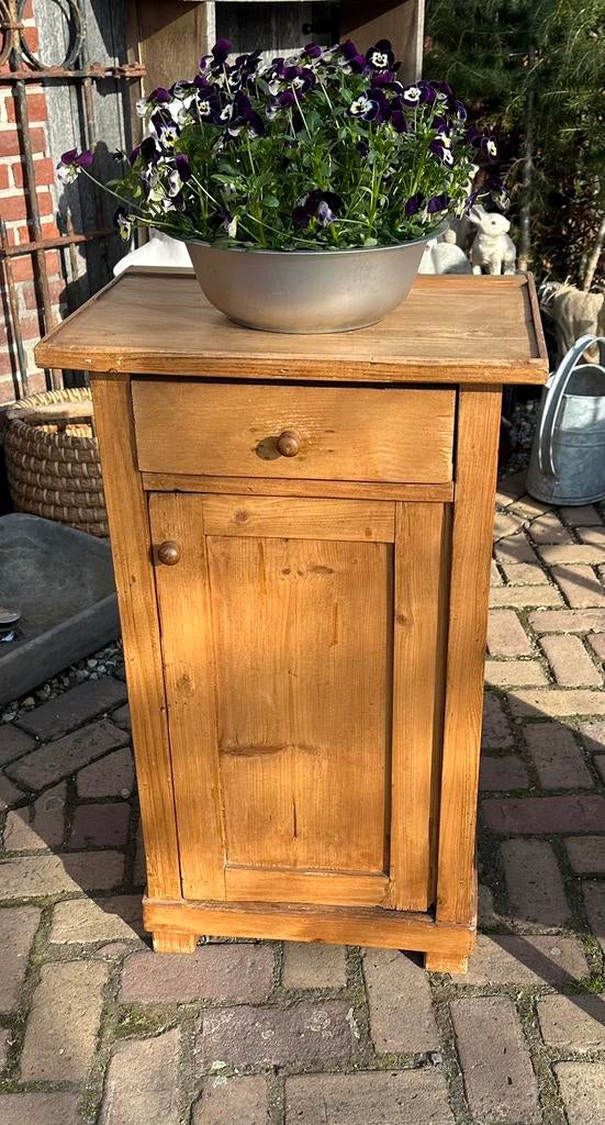 Brocante nachtkastje - kastje - oud grenen - landelijk, Ophalen