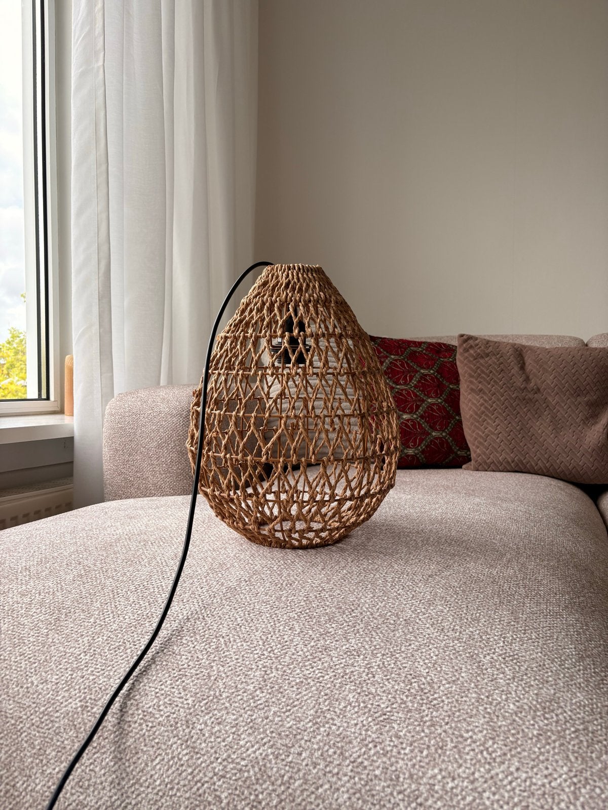 Stijlvolle Bamboe Hanglamp - Natuurlijke Sfeer, Huis en Inrichting, Ophalen of Verzenden, Zo goed als nieuw, Natuurlijk materiaal