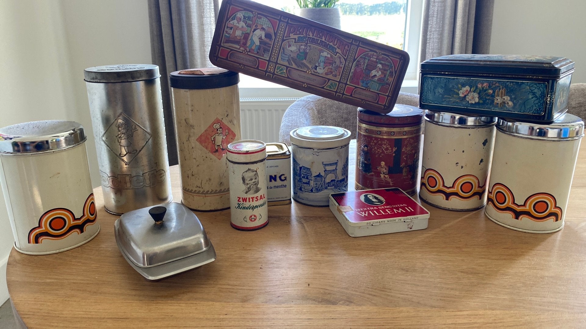 Diverse blikken antiek vintage oa bolletje zwitsal brabantia, Ophalen of Verzenden, Zo goed als nieuw