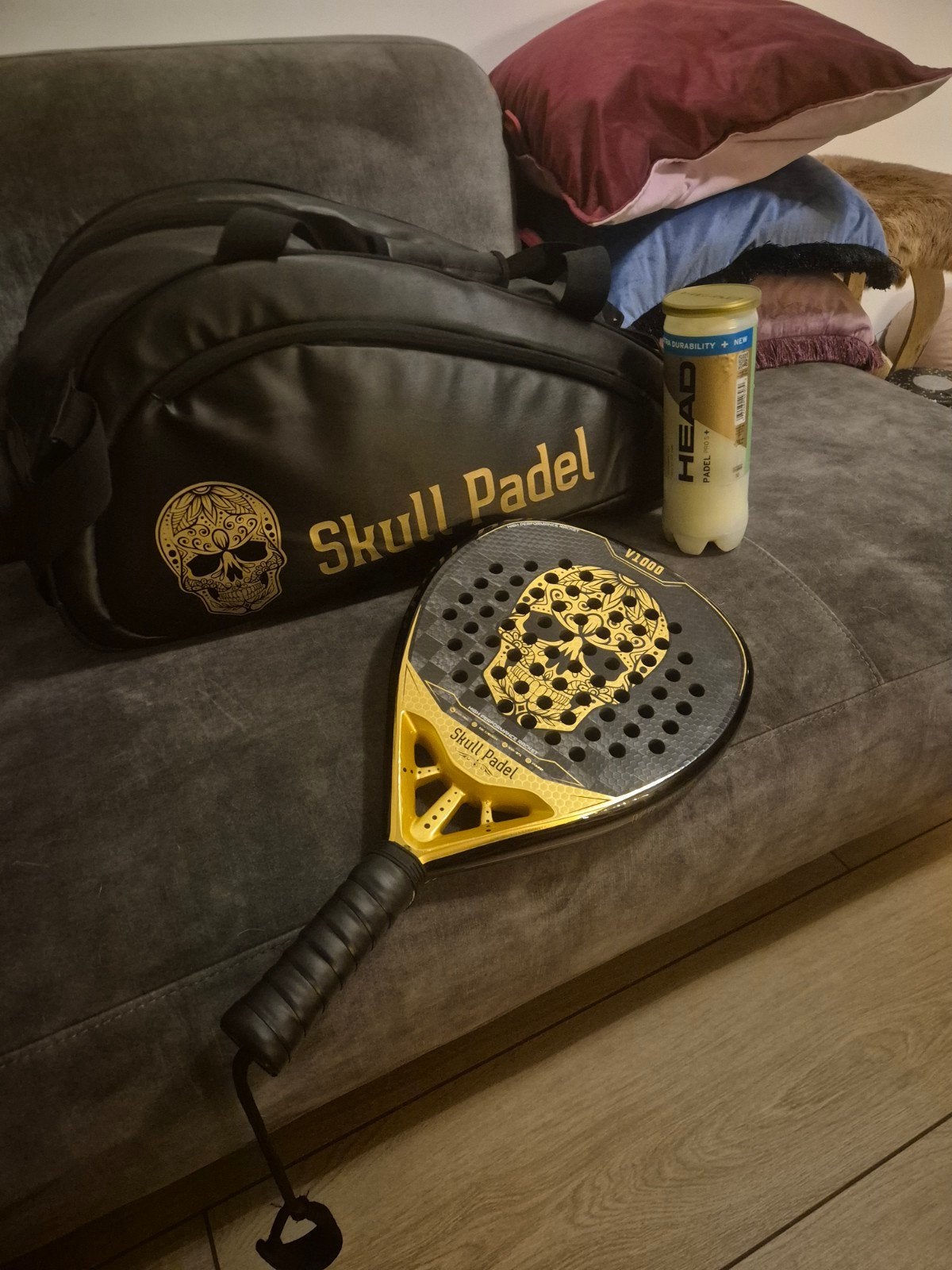 Skull Padel set: Racket, tas en ballen, Ophalen, Zo goed als nieuw, Padelracket
