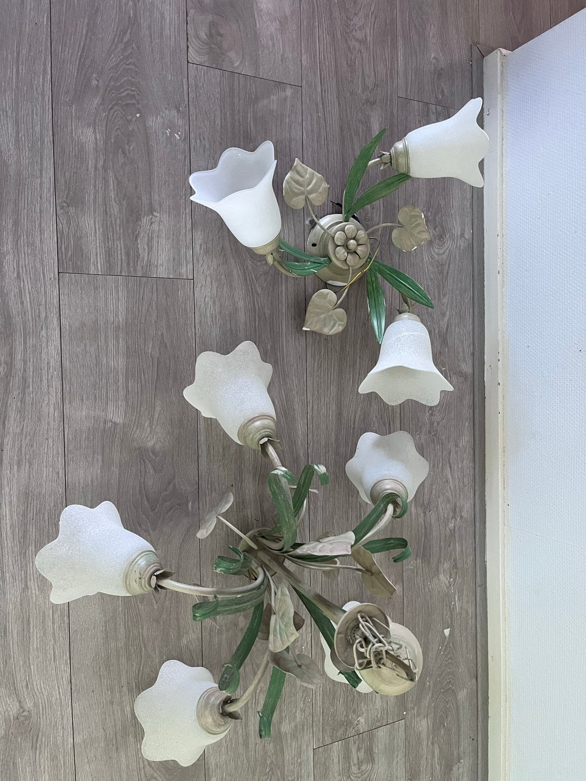 Set van 2 Vintage Bloem Lampen - Plafond en Wand, Ophalen of Verzenden, Gebruikt