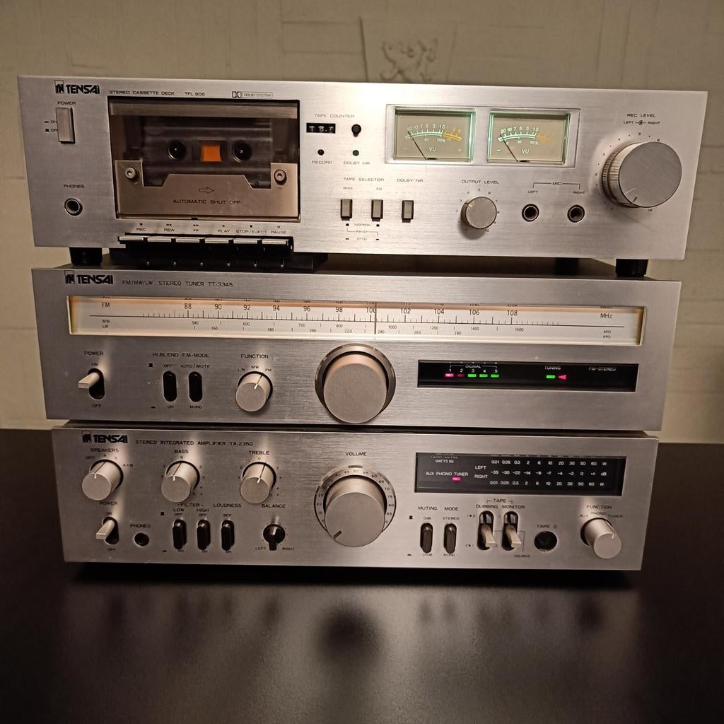 Vintage Tensai stereo set versterker/tuner/cassettedeck., Overige merken, Tuner of Radio, Gebruikt, Losse componenten