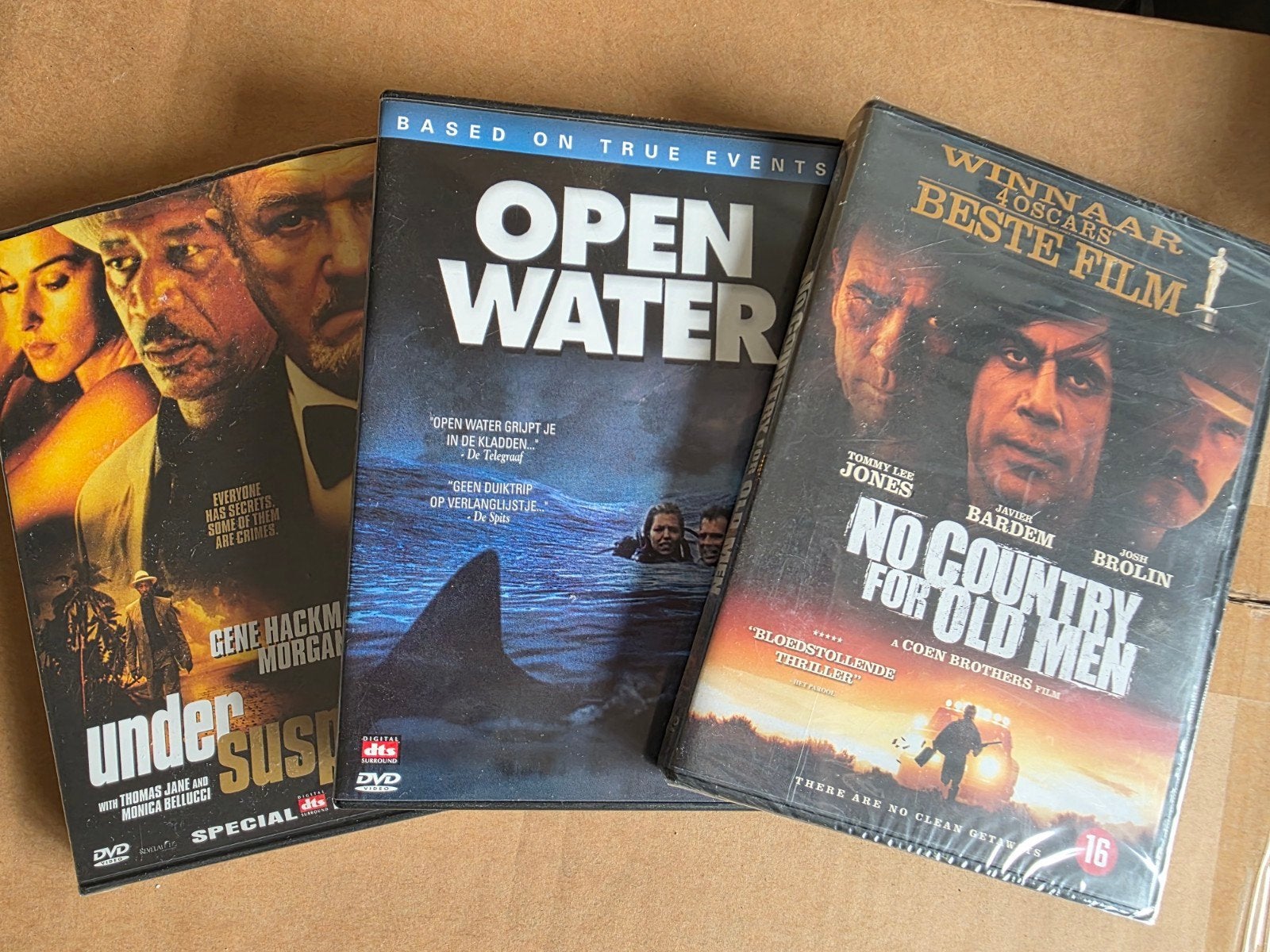 DVD's: Open Water, Under Suspicion, No Country for Ol, Ophalen, Vanaf 16 jaar, Nederlands, Actiethriller