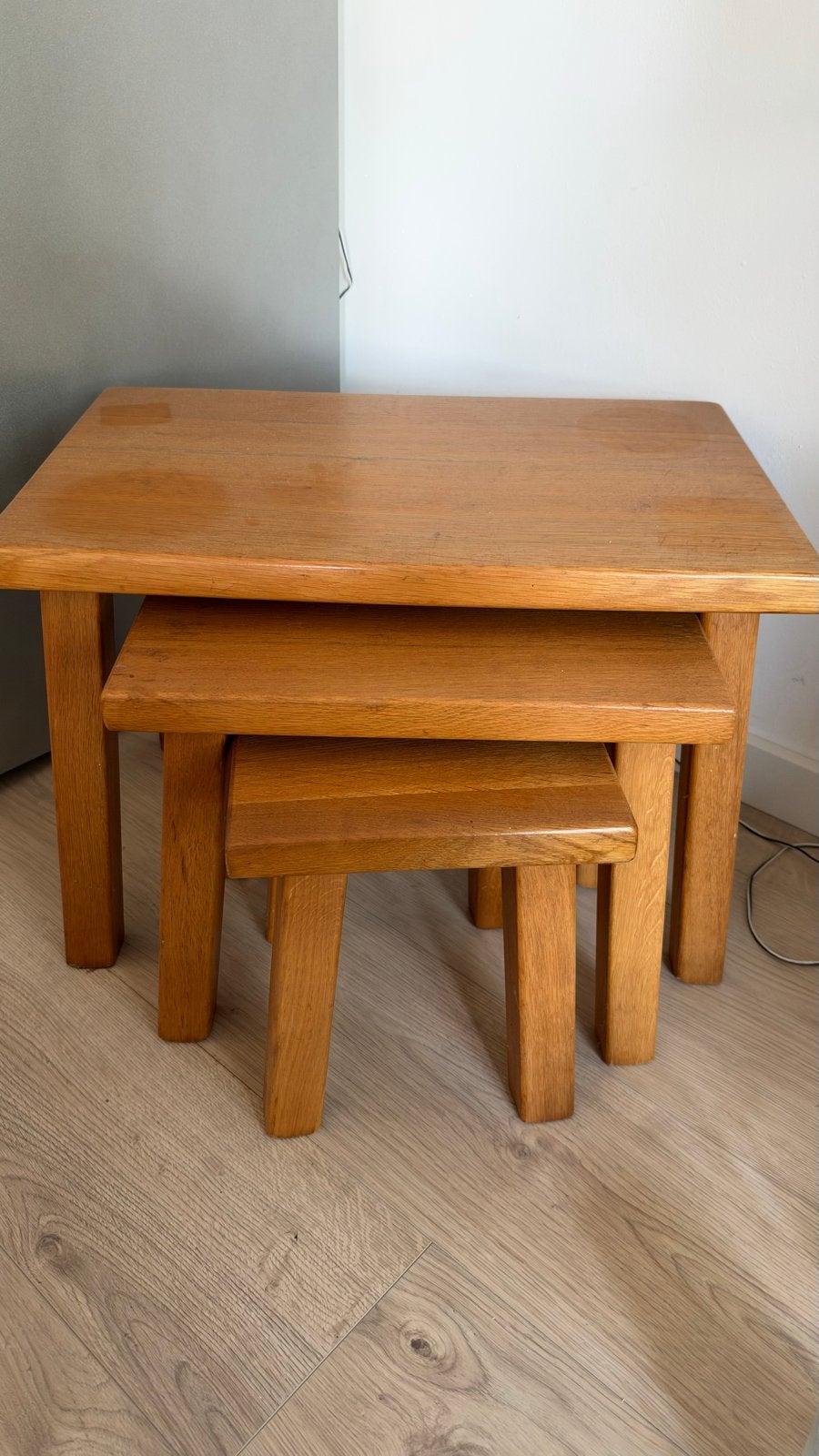 Eikenhouten eettafel met 4 stoelen, salontafel en bijzettafe, Huis en Inrichting, Ophalen, Gebruikt, 100 tot 150 cm, Eikenhout