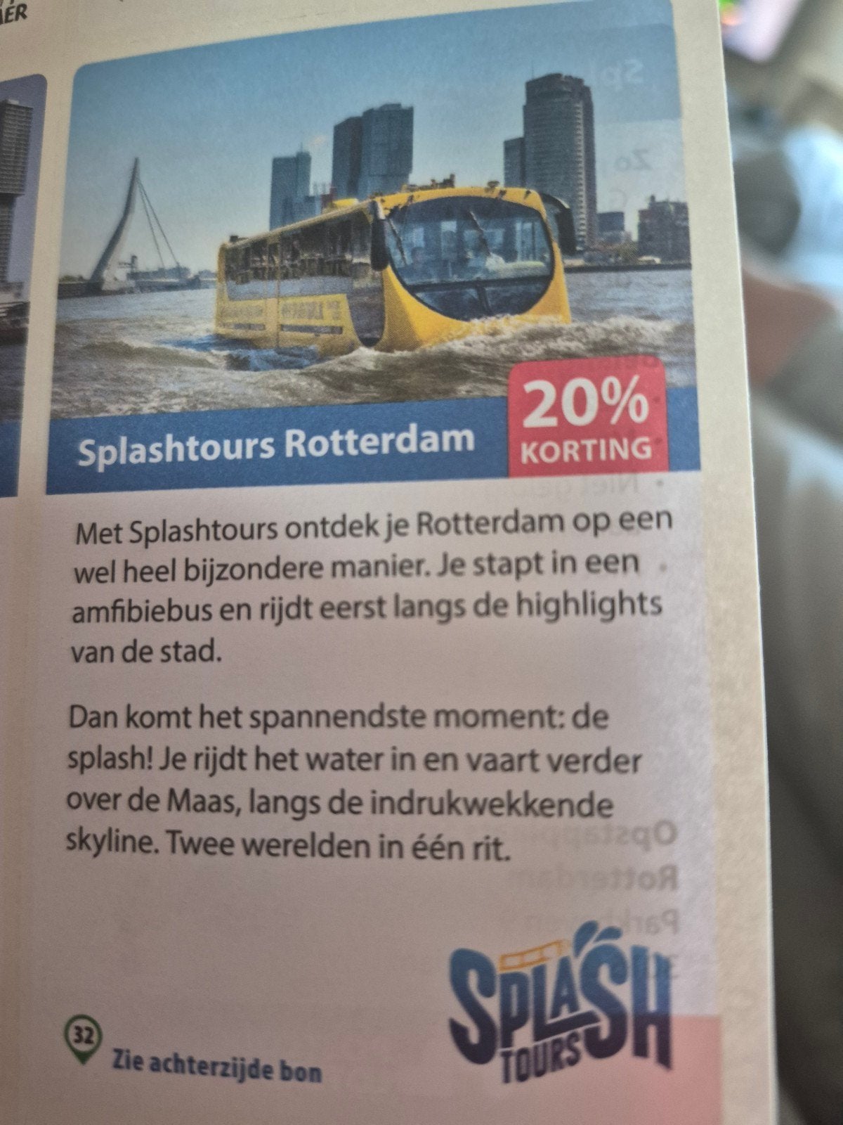 Splastours Rotterdam 20% korting, Tickets en Kaartjes, Eén persoon, Kortingsbon