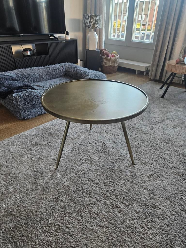 Leen Bakker Gianni salontafel - Rond, goudkleurig, Huis en Inrichting, Tafels | Salontafels, Ophalen, Gebruikt, 50 tot 100 cm