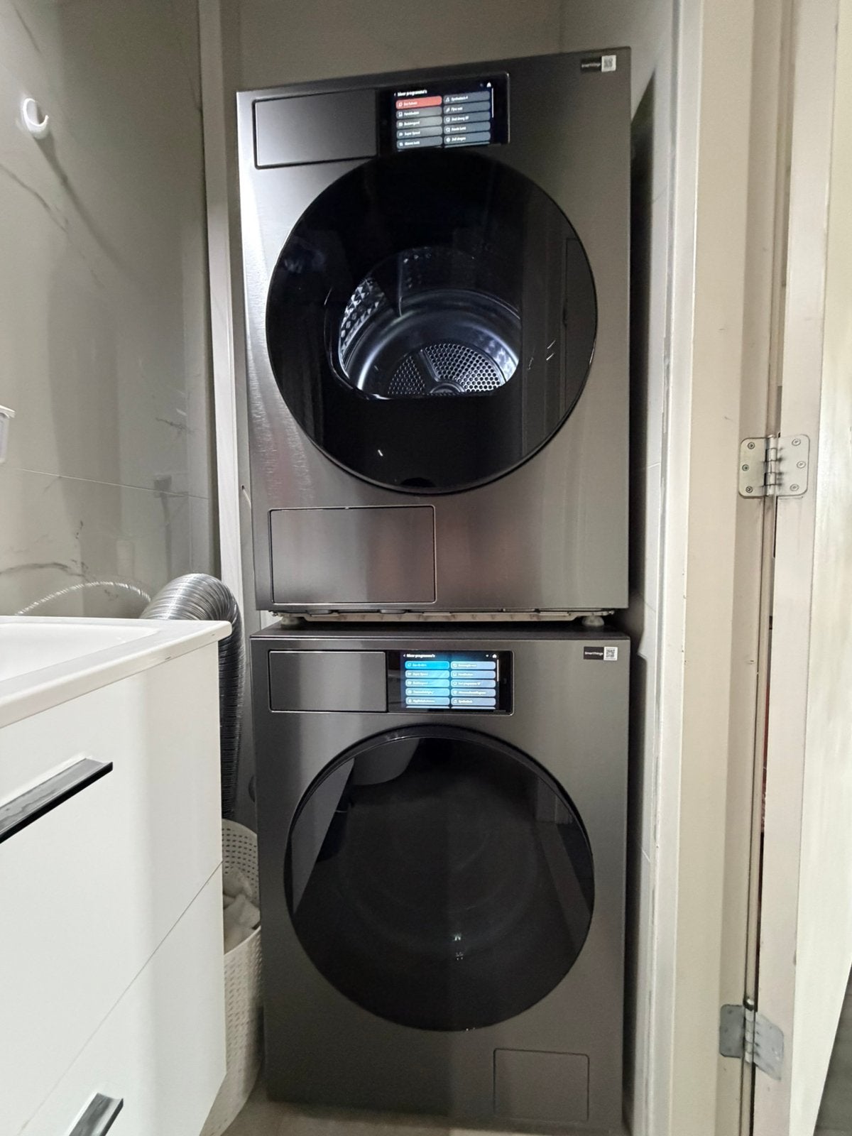 Samsung Bespoke AI Wasmachine + Droger Set 9KG, 8 tot 10 kg, Ophalen of Verzenden, Zo goed als nieuw, 85 tot 90 cm