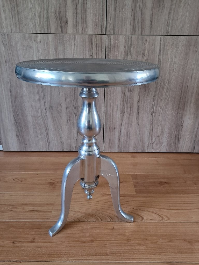 Metalen bijzet tafel, Huis en Inrichting, Tafels | Bijzettafels, Minder dan 55 cm, Gebruikt, Metaal of Aluminium, Rond