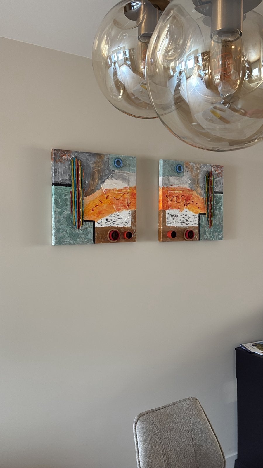 Abstracte Wanddecoratie - Set van 2, Antiek en Kunst, Ophalen