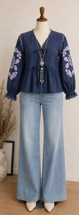 My Jewellery Boho Blouse met Bloemenborduursel Maat XL Nieuw, Kleding | Dames, My Jewellery, Blauw, Maat 46/48 (XL) of groter