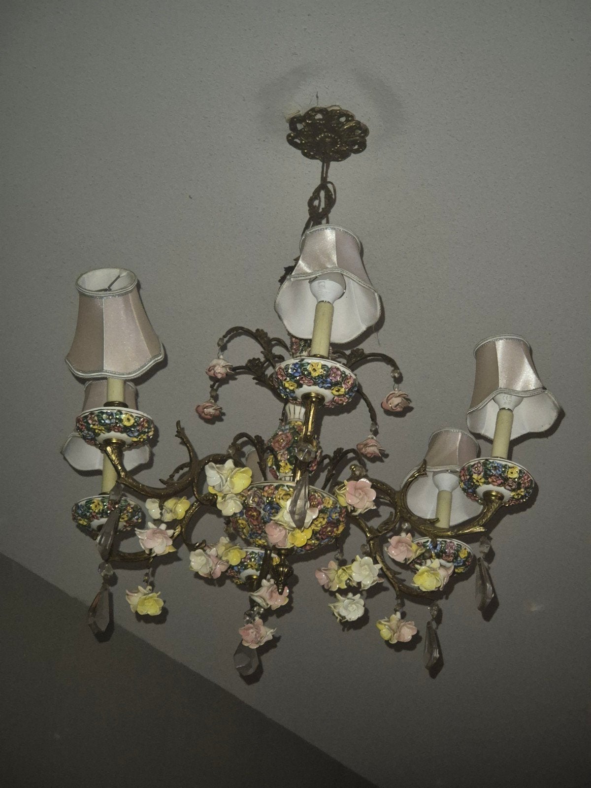 set porseleinen lampen met lampenkapjes., Ophalen, Zo goed als nieuw, Porselein