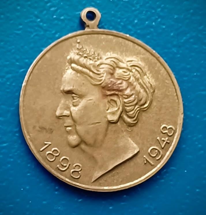 Medaille Koningin Wilhelmina 50-jarig regeringsjubileum 1948, Verzenden, Brons, Nederland