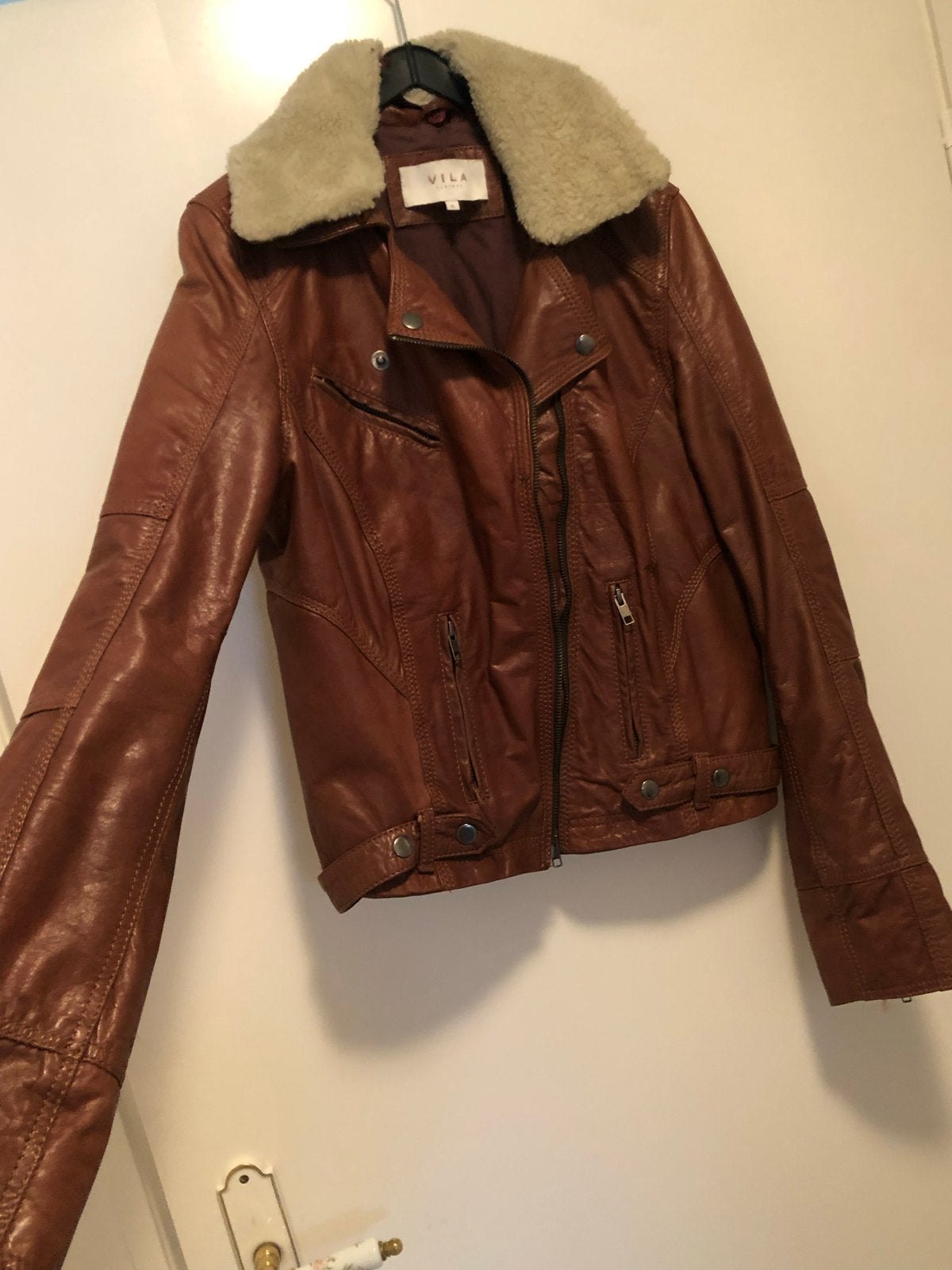 Mooi leren cognac kleurig jack - Vila - Maat 38, Ophalen of Verzenden, Gedragen, Maat 38/40 (M), Bruin