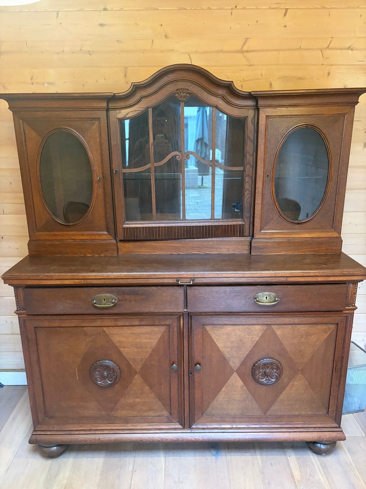 Antiek eiken dressoir met vitrinekast - Klassiek design, Ophalen