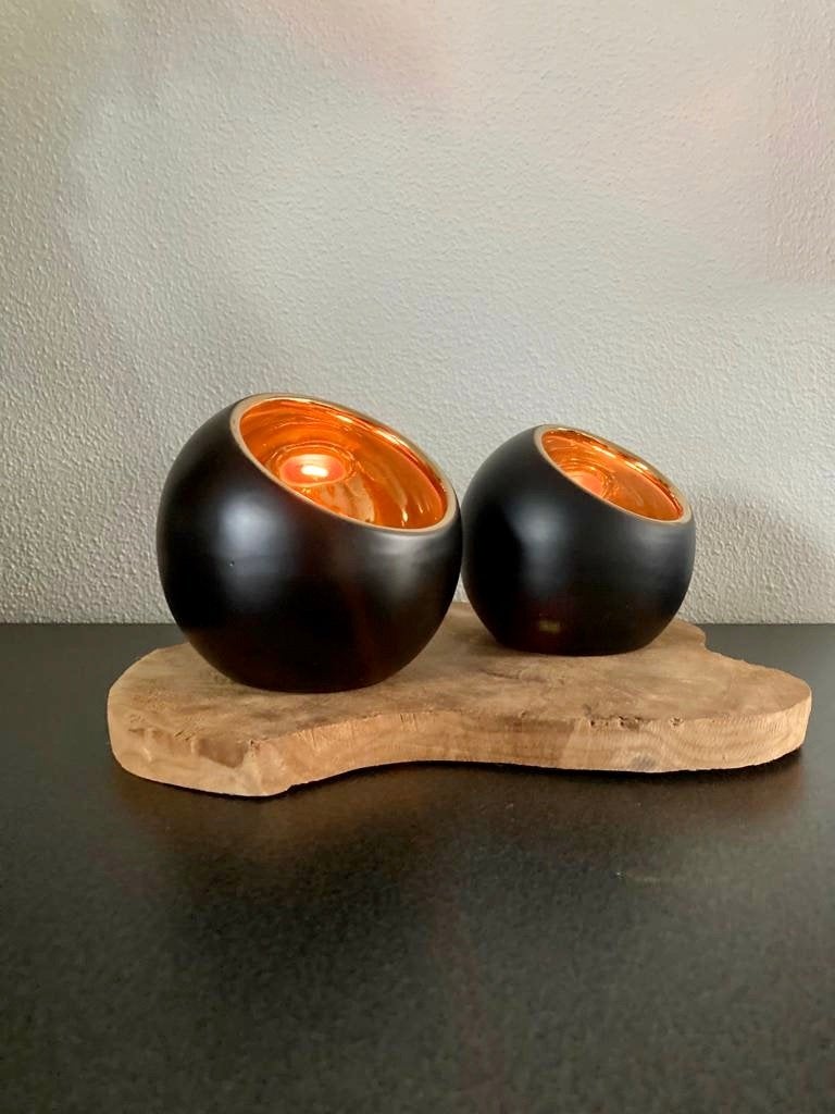 Luxury Candle set Coco zwart/goud set-2 Nieuw!, 10 cm, Ophalen of Verzenden, Overige merken, Zwart
