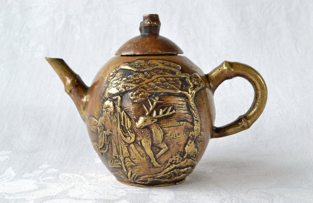 Antiek koperen Longevity Theepotje / kannetje – China 1800’s, Ophalen of Verzenden