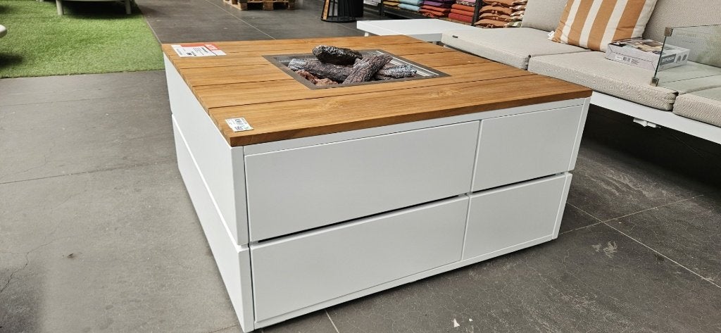 Cosipure vuurtafel 100x100cm teak/wit, Ophalen, Nieuw