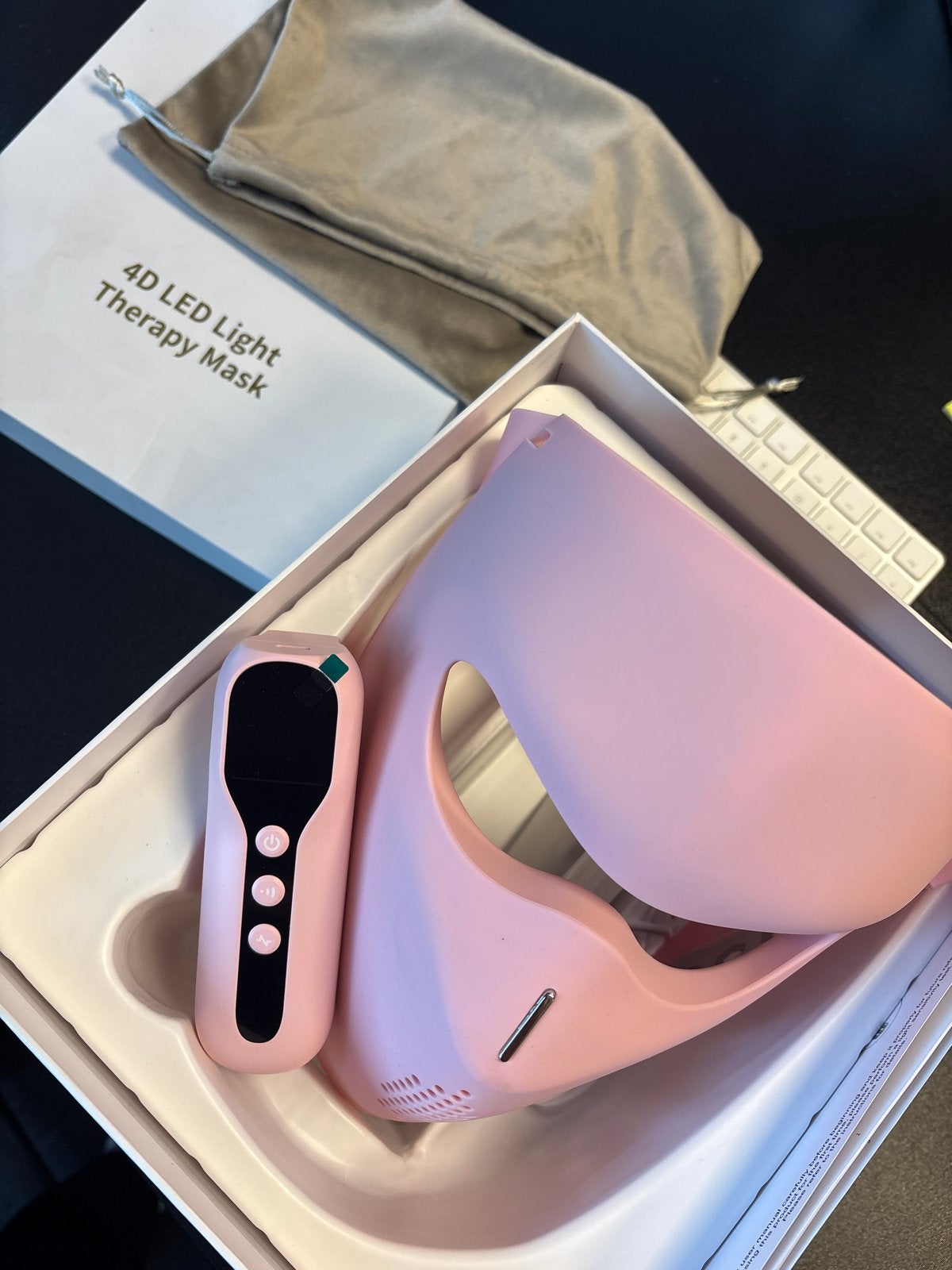 4D LED Lichttherapie Masker - Roze Gezichtsverzorging, Ophalen of Verzenden, Zo goed als nieuw, Gehele gezicht, Verzorging
