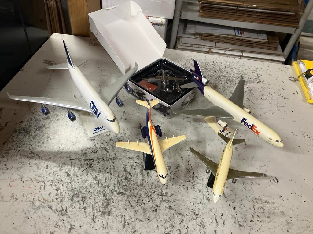 Modelvliegtuigen set van 5 boeing fedex dsv, Overige merken, Gebruikt, Ophalen of Verzenden, Groter dan 1:72