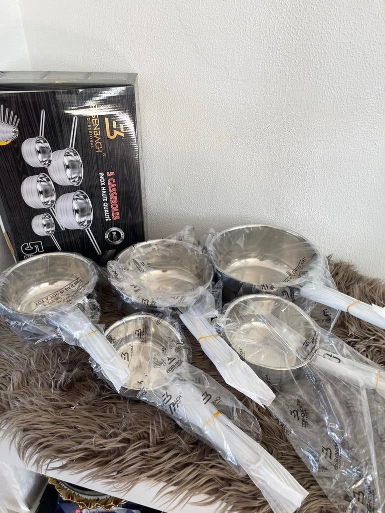 Eisenbach Professional 5-delige pannenset RVS, Inductieplaat, Nieuw, Pannenset, Ophalen of Verzenden