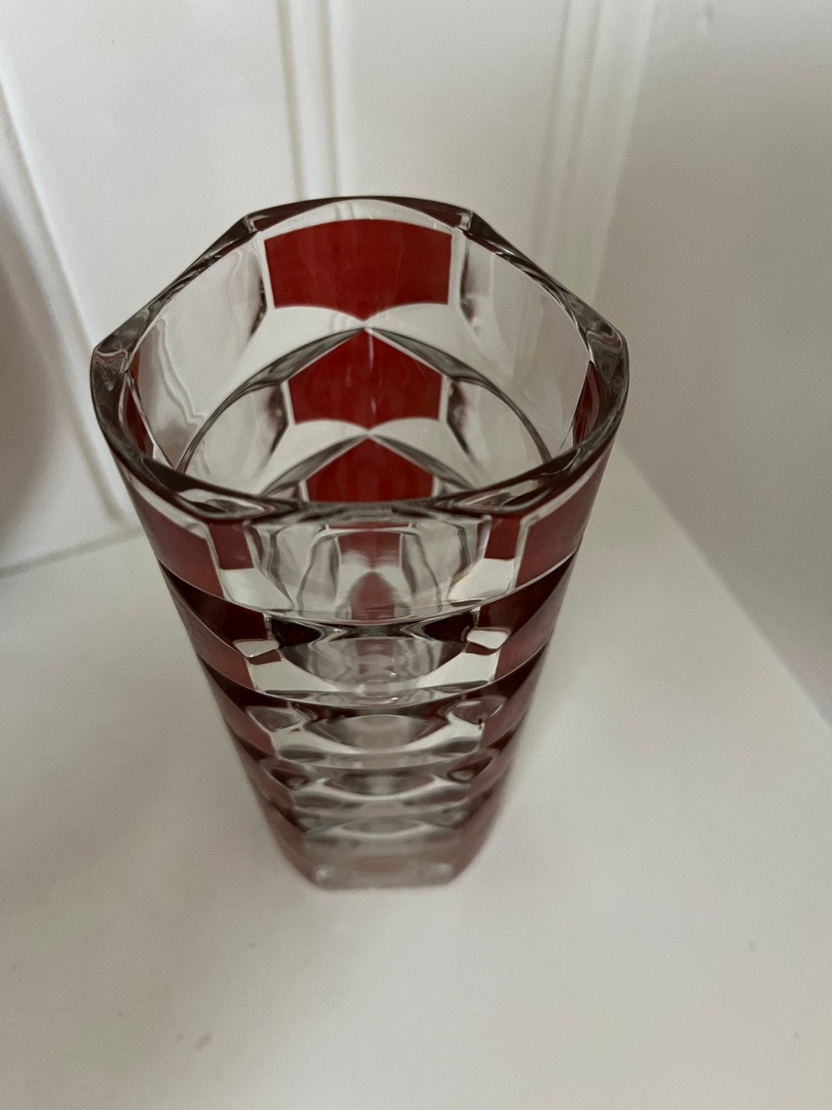 Vintage vaas met geometrisch patroon, Ophalen of Verzenden, Zo goed als nieuw