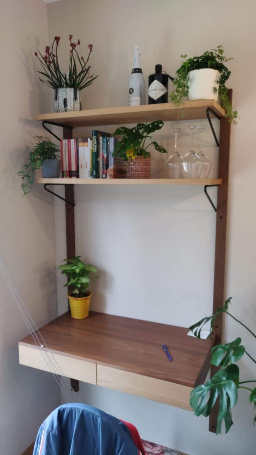Wandbureau Japandi/retro | hout & staal | ZGAN | bureau, Ophalen of Verzenden, Zo goed als nieuw