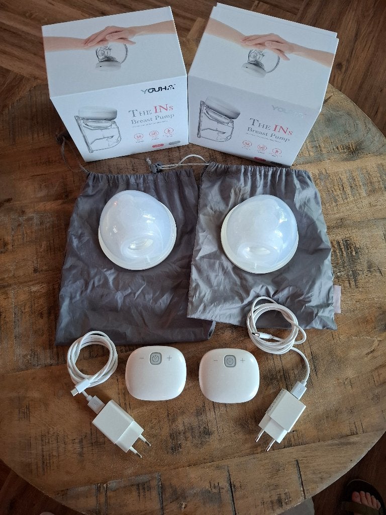 2x Youha draadloze borstkolf + accessoires, Gebruikt, Inclusief tas, Youha, Borstkolf