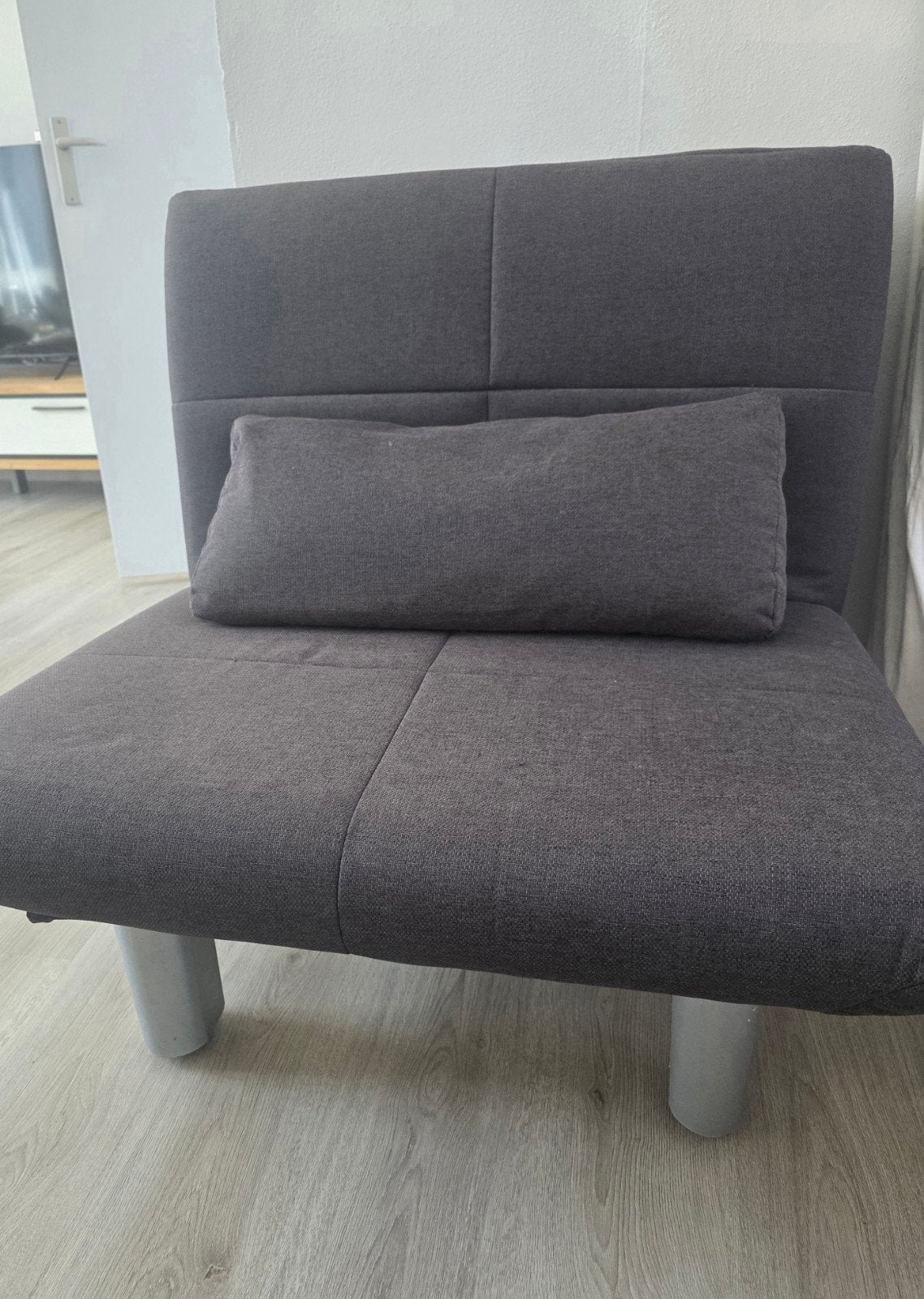 Grijze slaapbank/fauteuil, Ophalen, Eenpersoons, 90 cm