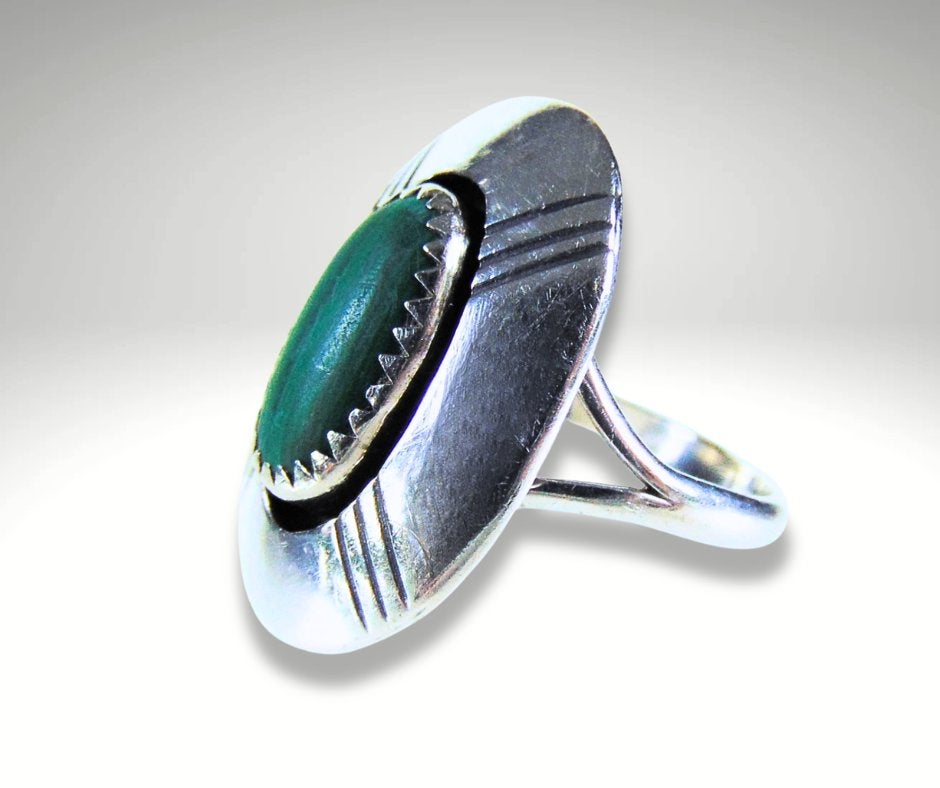 Grote zilver NAVAJO Jimmie Patterson malachiet ring 19,5!, Verzenden, 19 tot 20, Zo goed als nieuw, X