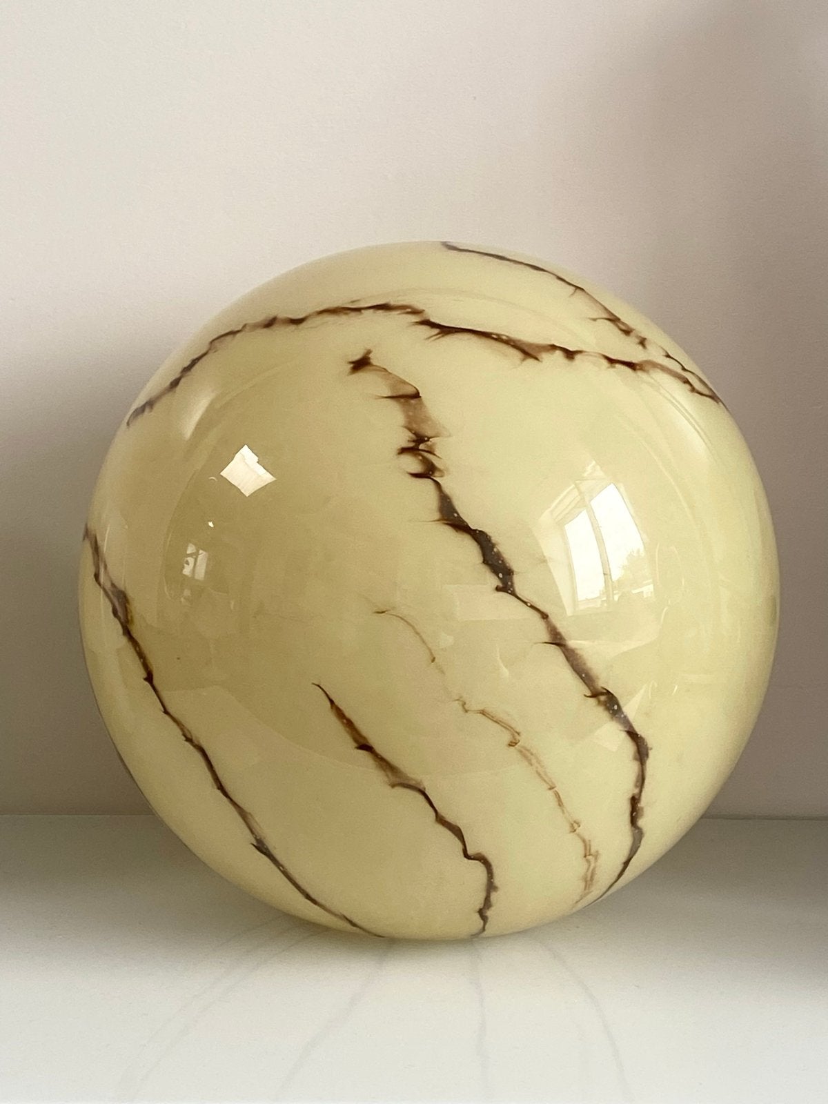Vintage Glazen Bolkap - Gemarmerd/Alabaster-effect Glas, Antiek en Kunst, Ophalen