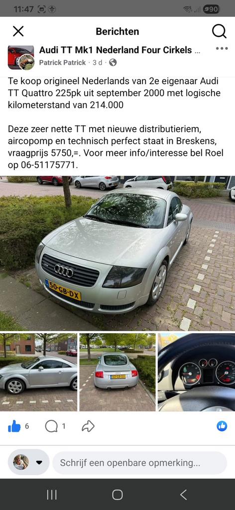 Audi TT 1.8 T Coupe Quattro 165KW 2000 Grijs, Auto's, TT, 1370 kg, 4 cilinders, 4 stoelen