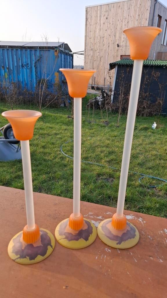 Vintage design kandelaars set van 3 – retro jaren 70 stijl –, Huis en Inrichting, Ophalen, Gebruikt