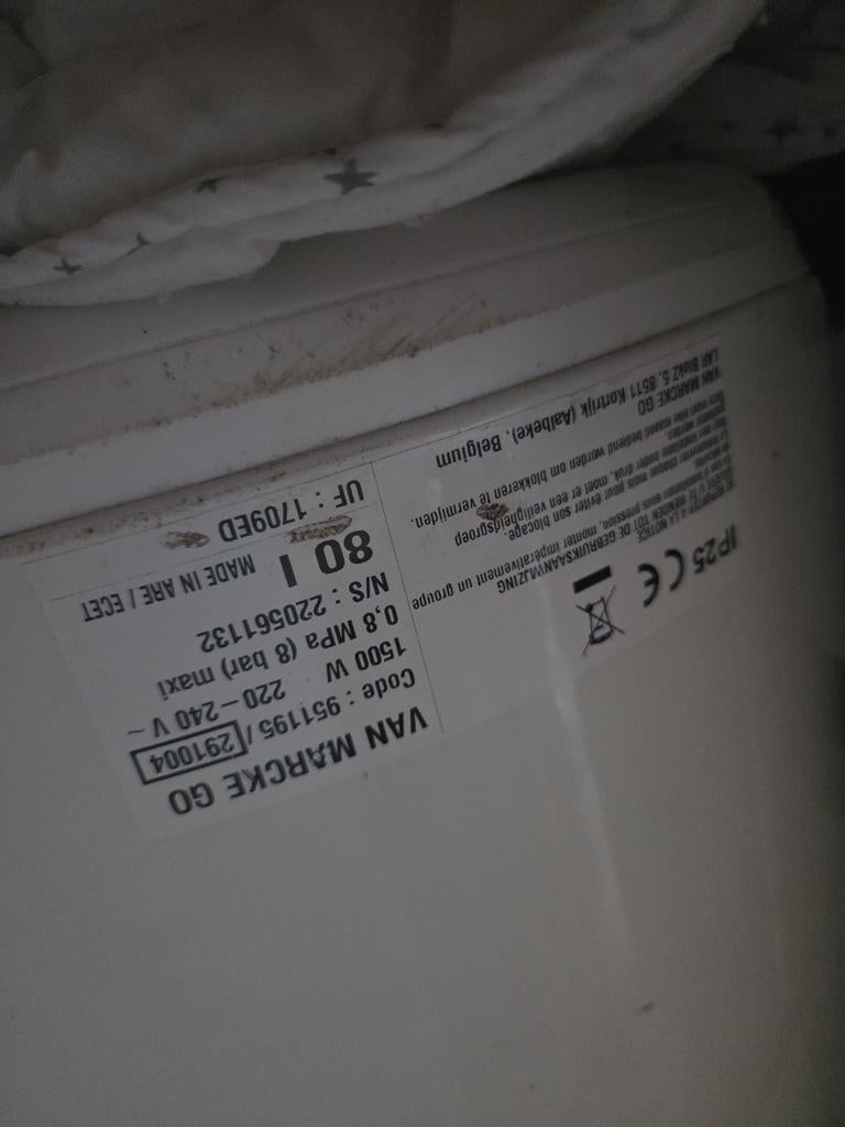 Elektrische boiler 80 liter Van Marcke GO, Gebruikt, 20 tot 100 liter, Onbekend, Boiler