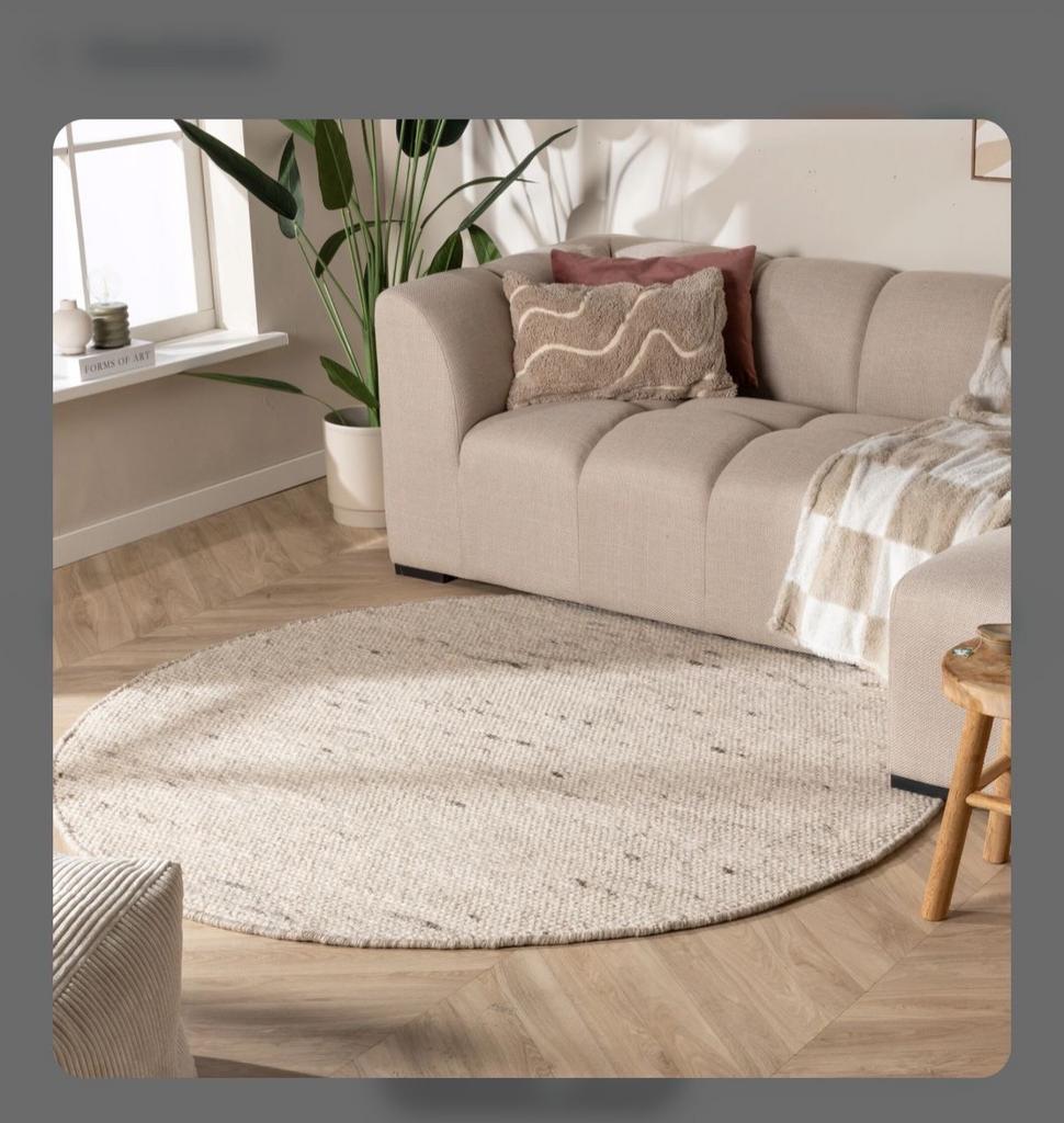 Rond wollen vloerkleed Feline wit - Ø 1.40m zgan, Ophalen, 100 tot 150 cm, Wit, Rond