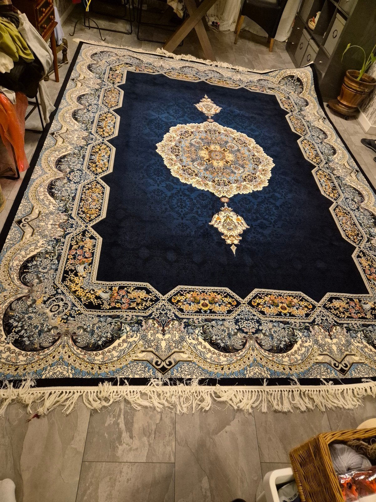 Perzisch Tapijt 250x350 - Navy 7230 - 1000 Reeds - Ni, Ophalen of Verzenden, 200 cm of meer, Rechthoekig, Nieuw