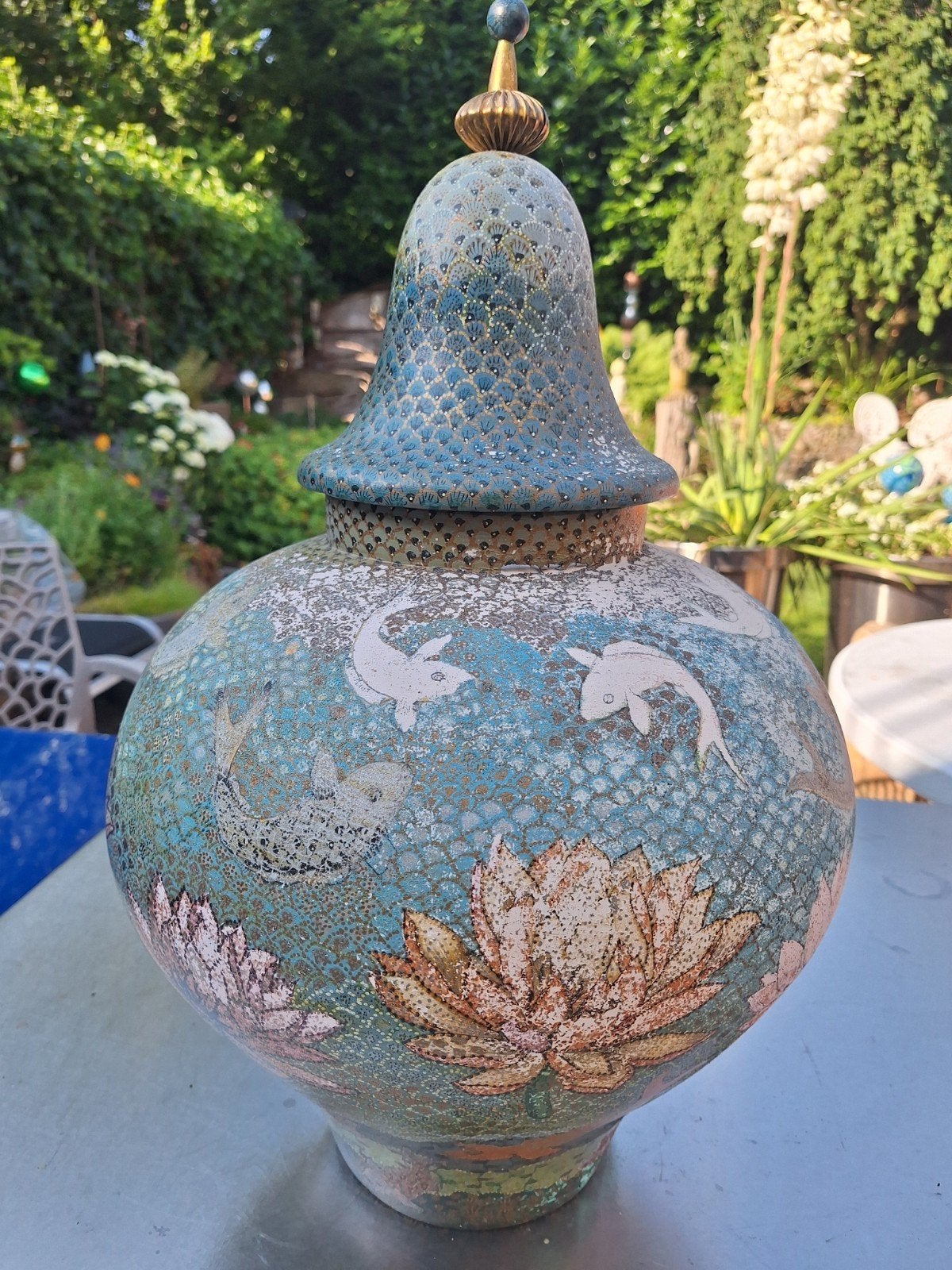 Prachtige vintage sleetse pot koi lelies.DALEN,DRENTHE, Ophalen