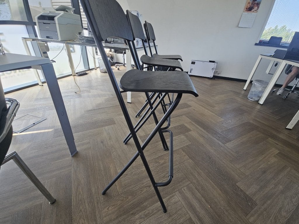 Set Van 3 Barkrukken - 100 CM Hoogte - Hout - Inklapbaar, Ophalen, Gebruikt, Kruk@kruk.com, Kruk
