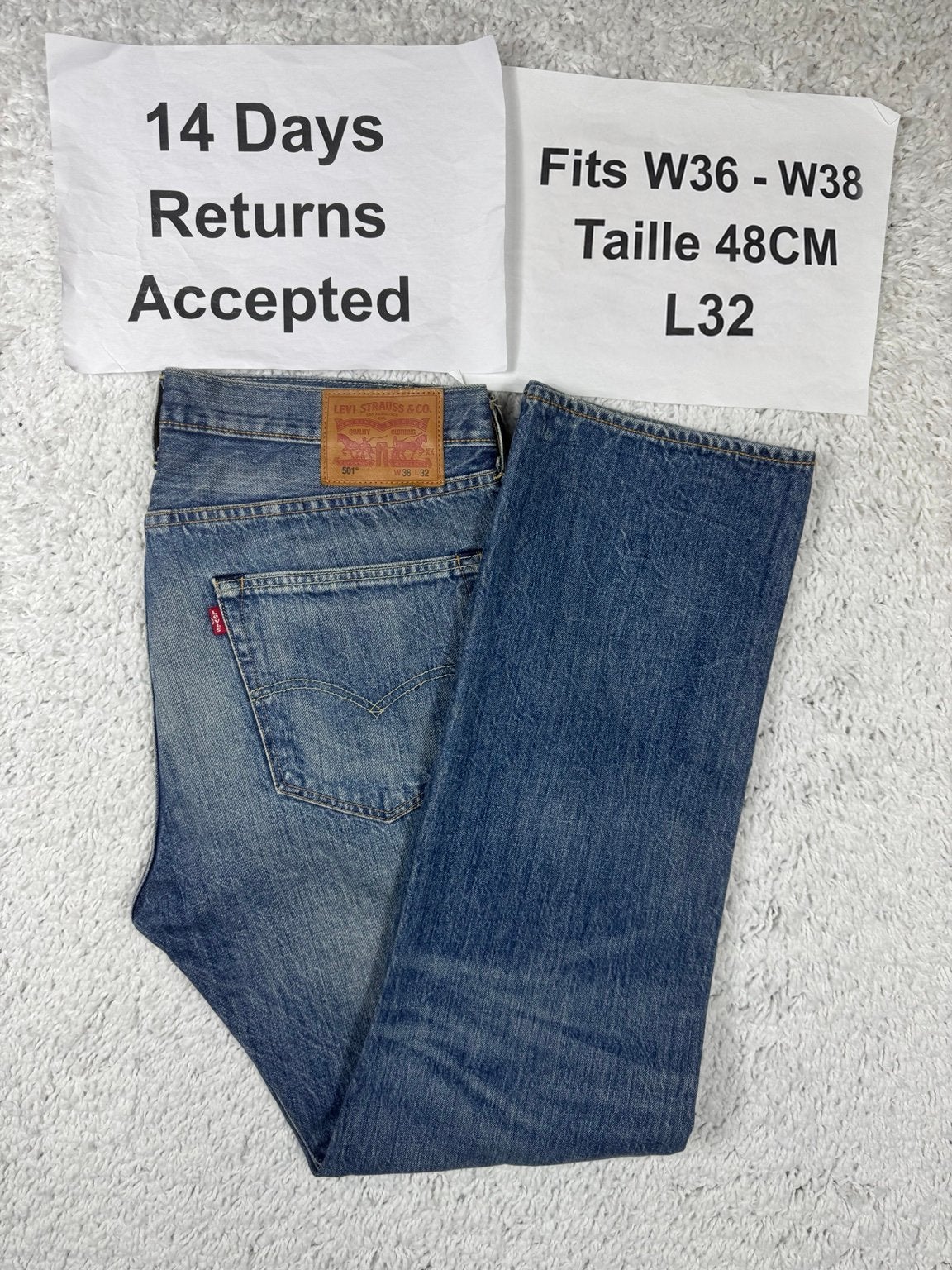 Levi's 501 Original Jeans Straight Blauw W36 W38 L32 3522, W36 - W38 (confectie 52/54), Blauw, Ophalen of Verzenden, H