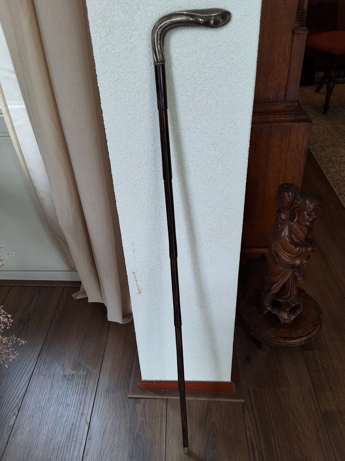 Art Nouveau wandelstok met 800 zilveren handvat en 'Faux Bam, Diversen, Ophalen of Verzenden
